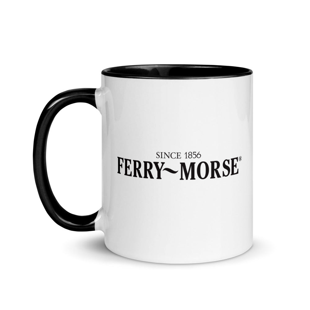 Ceramic mug for gardeners, farmers, homesteaders or agriculturalists in black and white, back view.